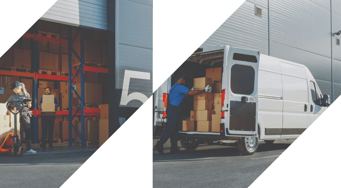 Balance direct-to-consumer solutions for D2C Commerce - Shipping orders, warehouse people, and delivery van