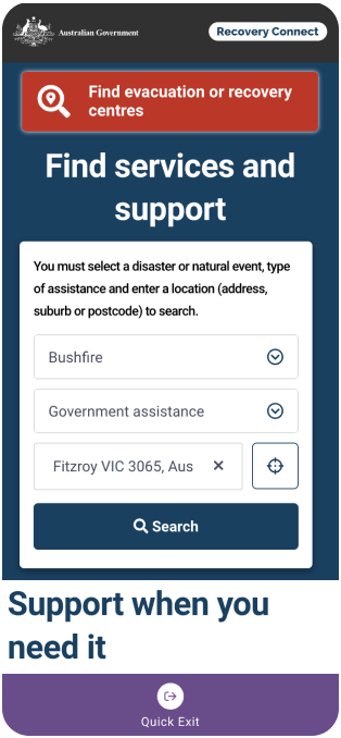 Adobe Commerce supporting the National Bushfire Recovery Agency by Recovery Connect - mobile screen 2