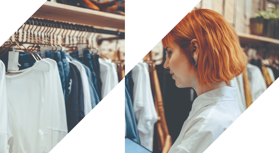 Balance digital commerce solutions for B2C Commerce - a person browsing clothing in a physical retail store